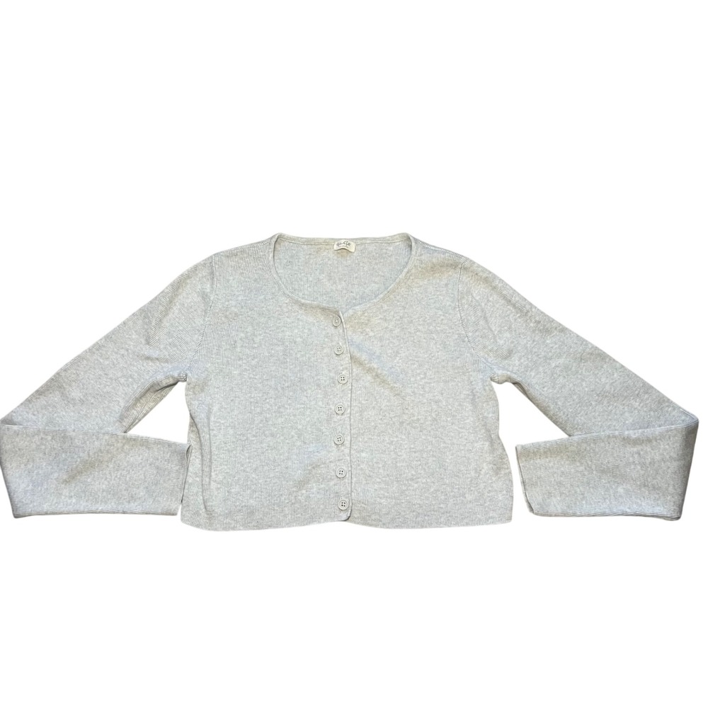 John Galt Brandy Melville Gray Button Front Cropped Cardigan Sweater Womens S